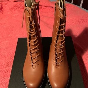 NWT J CREW Gwen lug sole leather lace-up tall shaft boots size 9.5